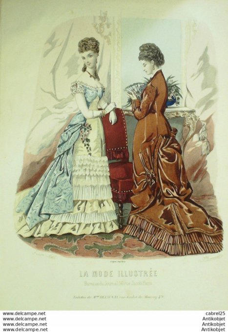 Gravure de mode La Mode illustrée 1876 n°51 (Maison Delaunay)