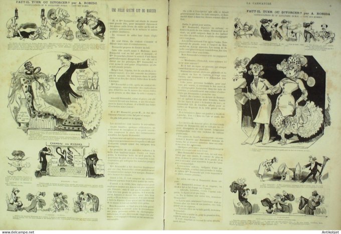 La Caricature 1880 #   4 Faut-il tuer ou divorcer Robida DranerMorland