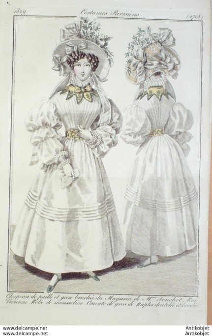 Costume Parisien 1829 # 2708 Robe mousseline cravate