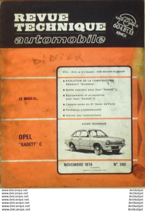 R.T Automobile Opel Kadett C Renault Estafette   # 340