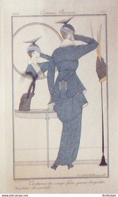 Gravure de mode Costume Parisien 1799 n° 126 (An 7) Chapeau sans bord