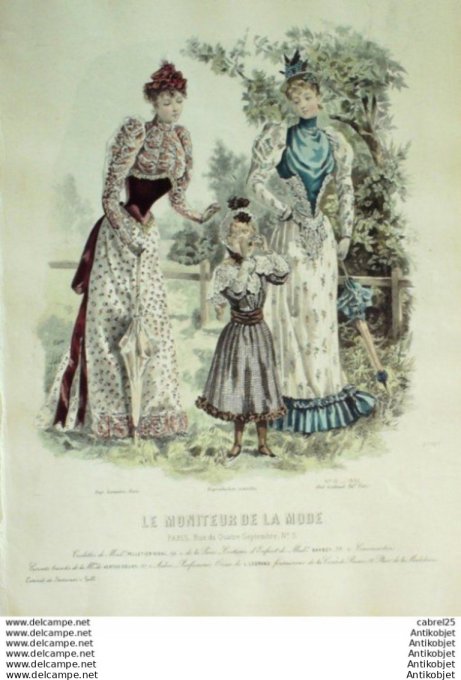 Gravure Mode Le Moniteur 1892 # 15 (Old Fashion plate)