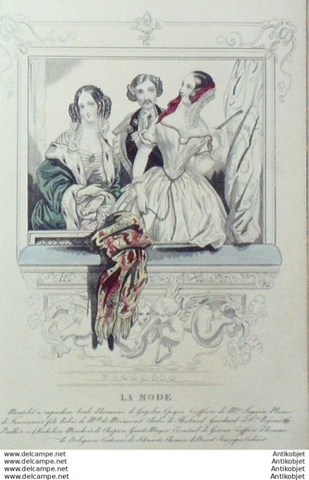 Gravure La mode 1840 # 45 (aquarelle old Fashion plate)