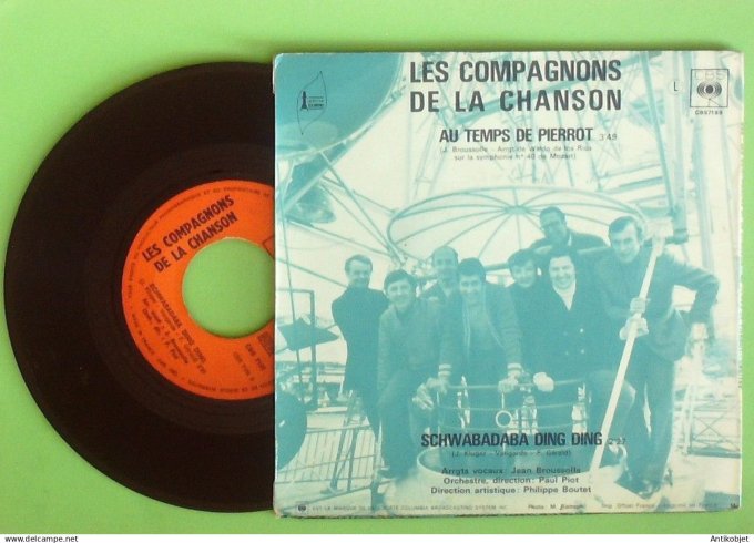 Les Compagnons de la chanson 45T EP Au temps de Pierrot (languette) 1971