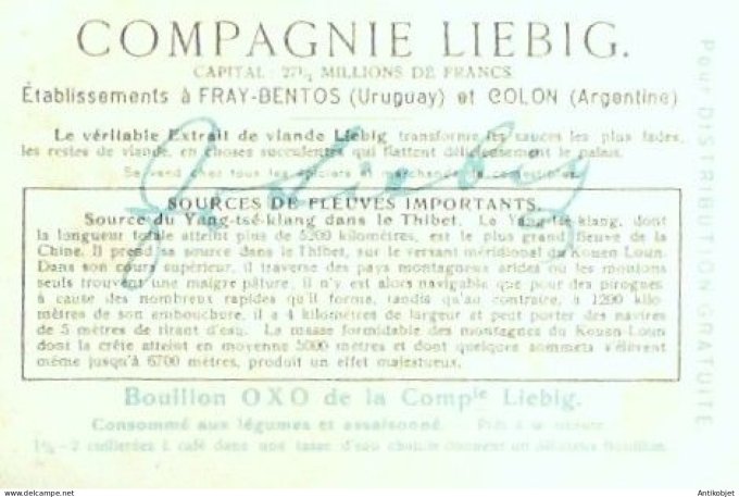 Chromo Liebig Sang  945 Sources de fleuves importantes III (1908)