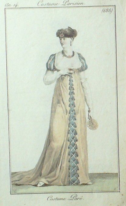 Gravure Mode Costume Parisien 1806 # 688 (eau forte old Fashion plate