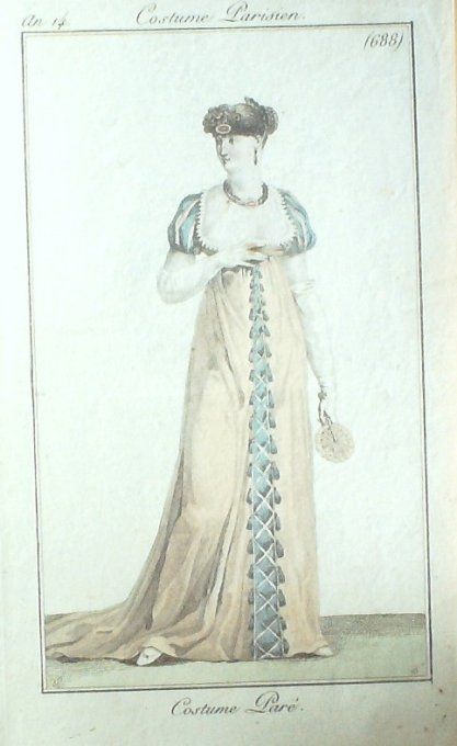 Gravure Mode Costume Parisien 1806 #   688 (eau forte old Fashion plate