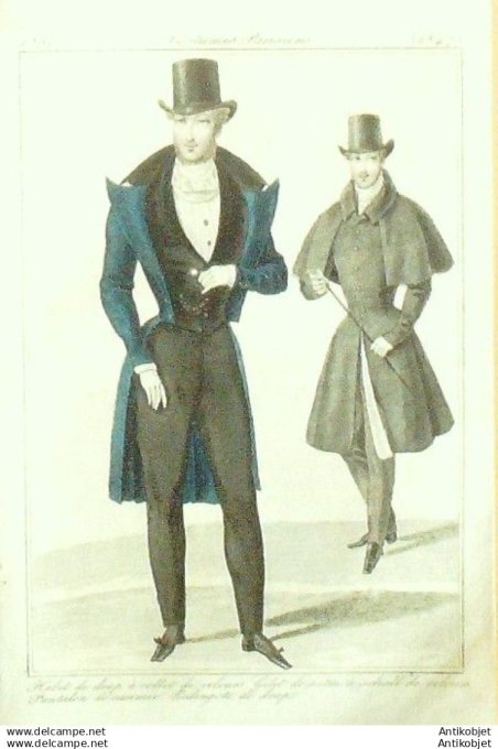 Gravure Mode Costume Parisien 1830 # 2847 (eau forte old Fashion plate