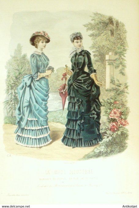 Gravure de mode La Mode illustrée 1883 n°15 (Maison Fladry-Coussinet)