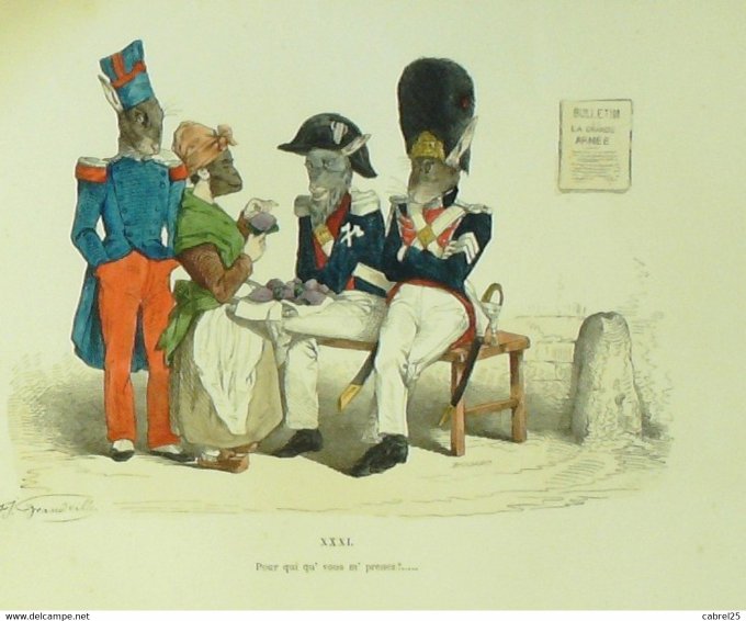 Grandville "Les Métamorphoses du jour" XXXIA Bouc Signe Lapin Mouton 1847