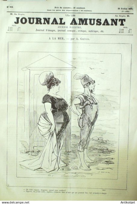 Le Journal Amusant 1874 #  934 A la mer par Grevin