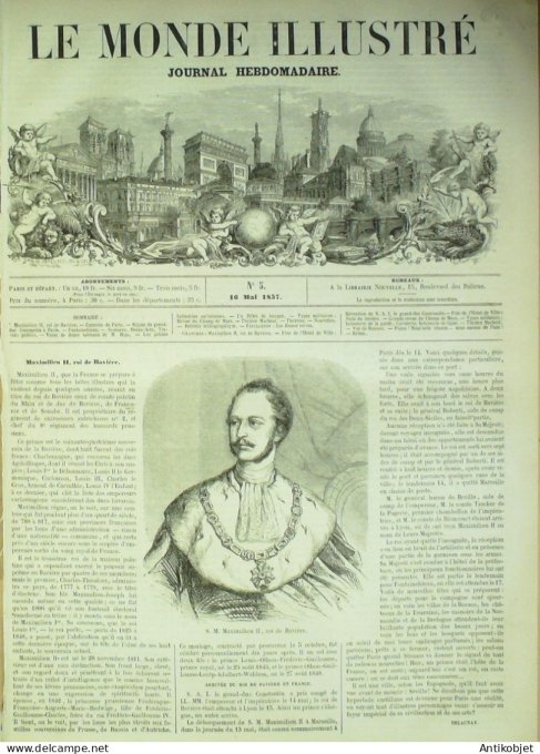 Le Monde illustré 1857 n°  5  Maximilien II roi de Bavière Duc Constantin George Sand