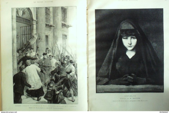 Le Monde illustré 1886 n°1519 Cloitre-Notre-Dame Alphonse Daudet Espagne Madrid archevêque