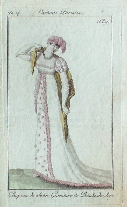 Gravure Mode Costume Parisien 1806 #   689 (eau forte old Fashion plate