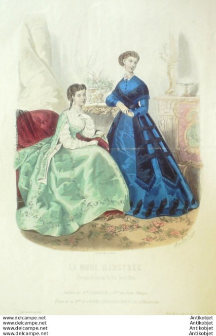 Gravure Mode illustree 1867 # 44 (Old Fashion plate)