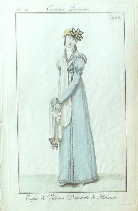 Gravure Mode Costume Parisien 1806 #   690 (eau forte old Fashion plate
