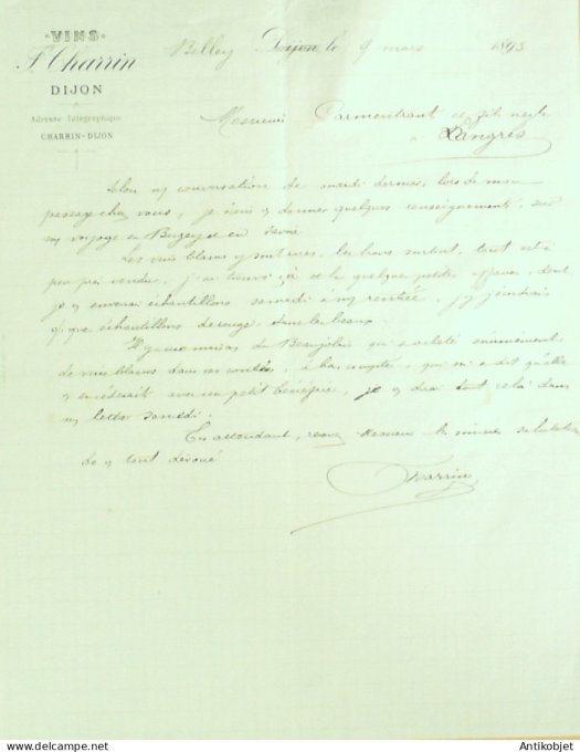Lettre Ciale F.Charrin (vins) 1893 Dijon (21) 2