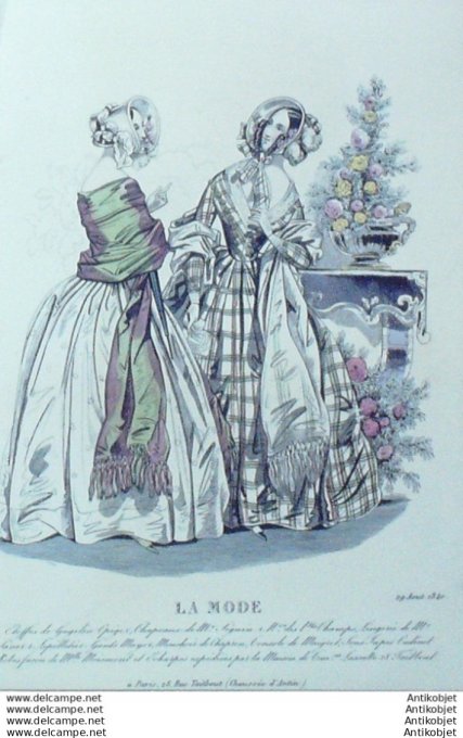Gravure La mode 1840 # 34 (aquarelle old Fashion plate)
