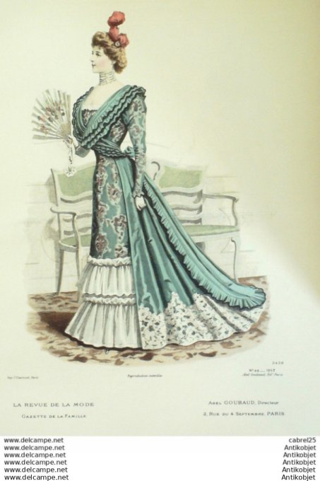 Gravure de mode La Gazette 1897 # 42 Maison Abel Goubaud