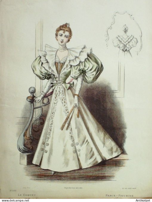 Gravure Mode Le Coquet 1895 # 50 (Old Fashion plate)