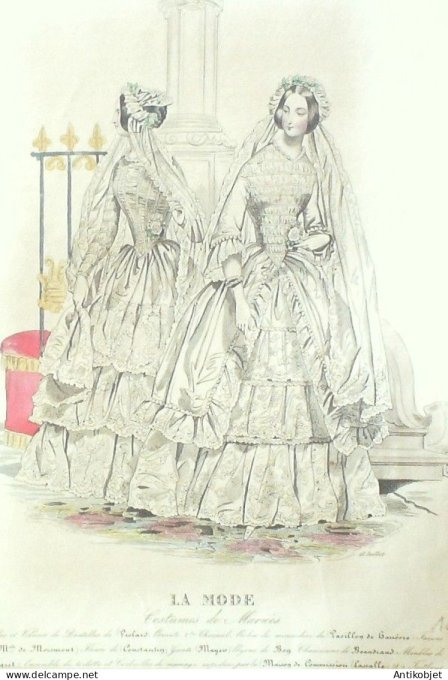 Gravure La mode 1843 # 16 (aquarelle old Fashion plate)