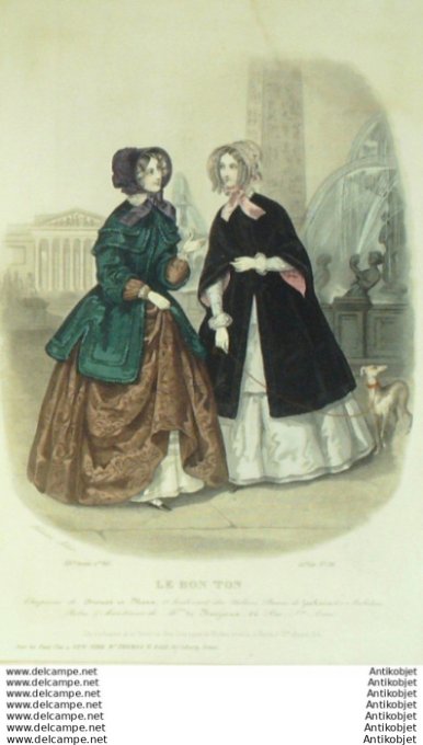Gravure Mode Le Bon Ton 1847 14 # 36 (aquarelle old fashion plate)