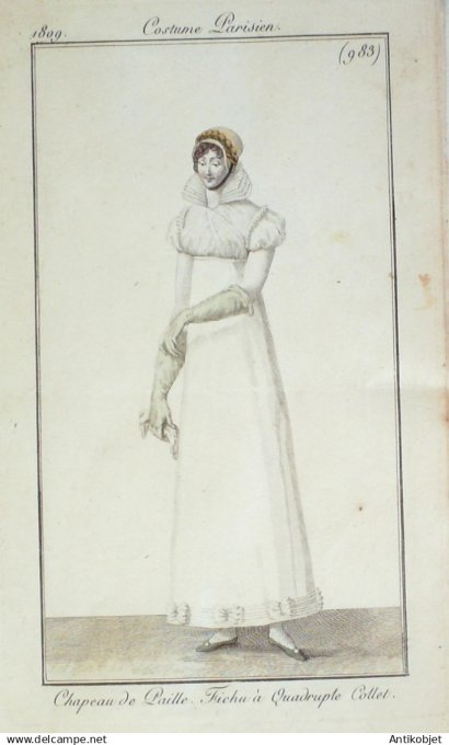 Costume Parisien 1809 # 983 (eau forte) Fichu à  quadruple collet