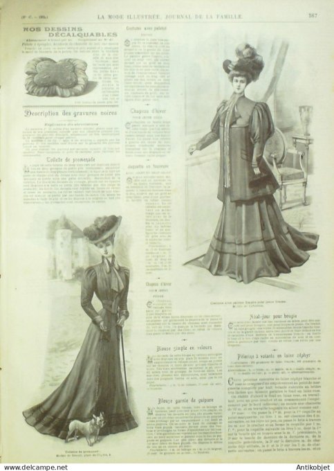 La Mode illustrée journal 1905 n° 47 Costume tailleur