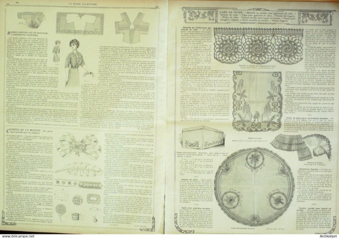 La Mode illustrée journal 1910 n° 23 Toilettes Costumes Passementerie