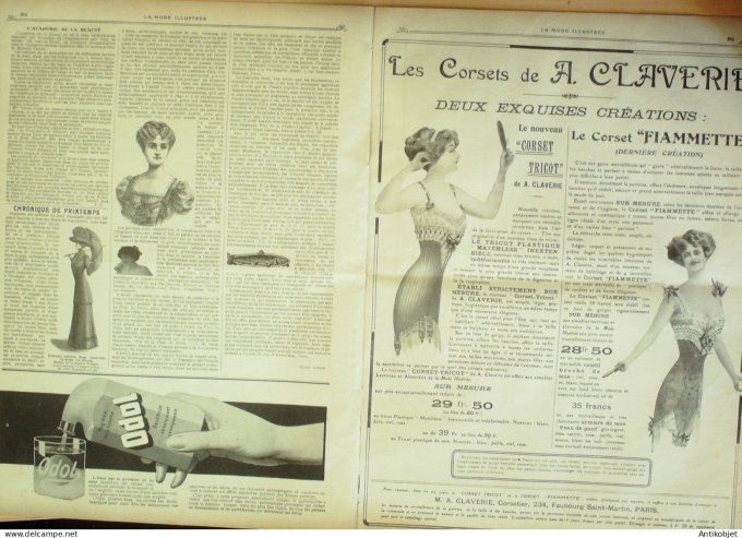 La Mode illustrée journal 1910 n° 23 Toilettes Costumes Passementerie
