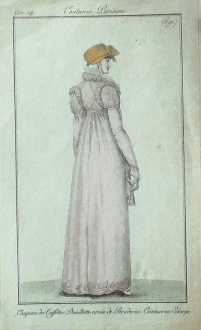 Gravure Mode Costume Parisien 1806 # 691 (eau forte old Fashion plate