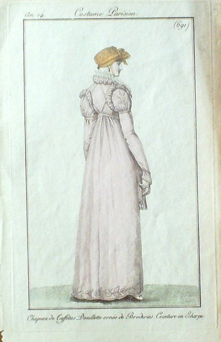 Gravure Mode Costume Parisien 1806 #   691 (eau forte old Fashion plate