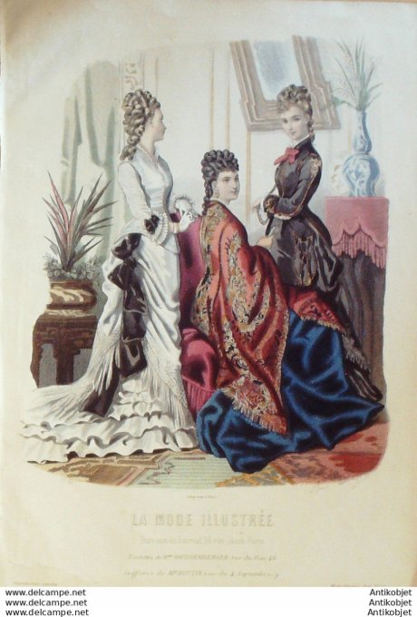 Gravure de mode La Mode illustrée 1876 n°52 (Maison Haussenberger)