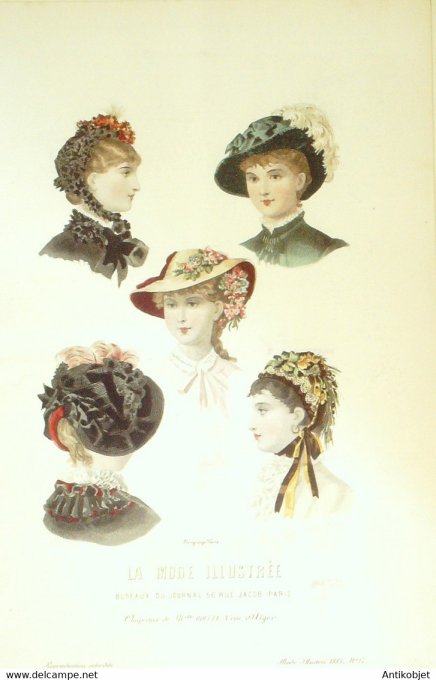 Gravure de mode La Mode illustrée 1883 n°16 (Maison Delaunay)