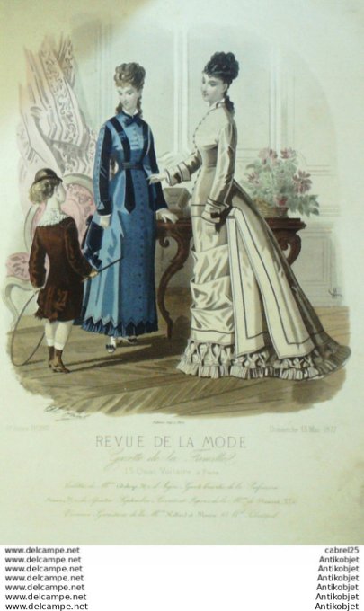Gravure Mode La Gazette 1877 # 280 (Old Fashion plate)