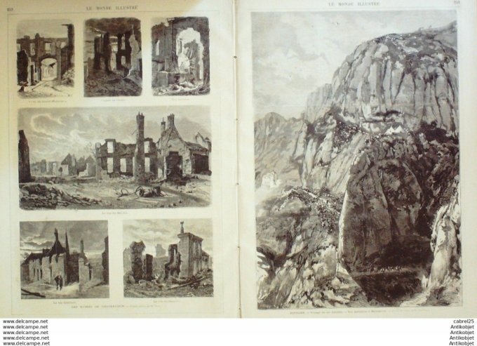 Le Monde illustré 1871 n°757 Chateaudun (28) St-Cloud (92) Pornic (44) Espagne Monserrat Roi Amedee 