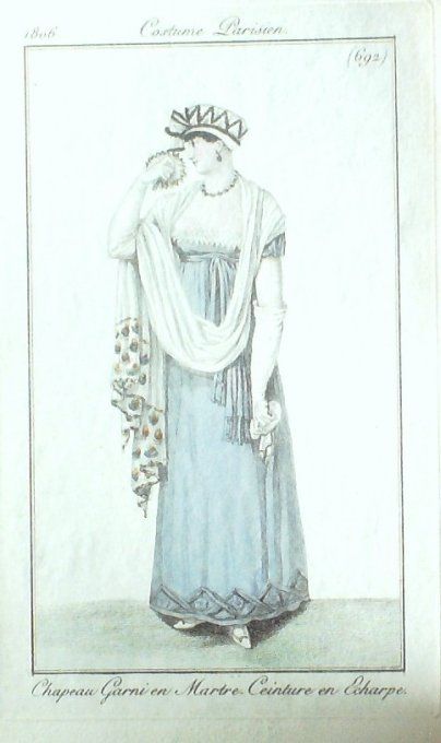Gravure Mode Costume Parisien 1806 #  692 (eau forte old Fashion plate