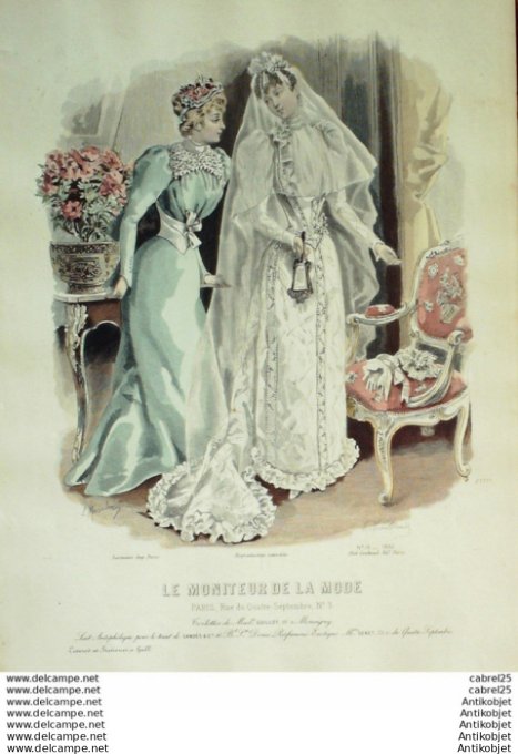 Gravure Mode Le Moniteur 1892 # 16 (Old Fashion plate)