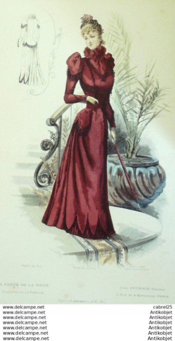 Gravure Mode La Gazette 1890 # 38 (Old Fashion plate)