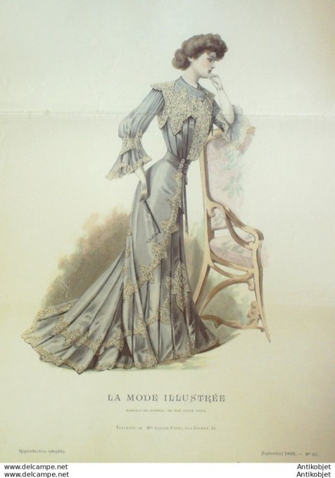 Gravure Mode illustree 1902 # 36 (Old Fashion plate) rare