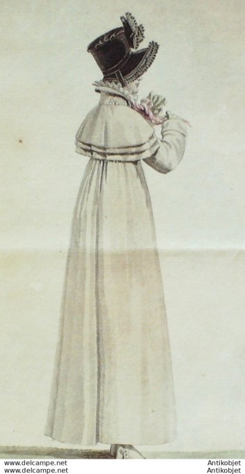 Gravure de mode Costume Parisien 1816 n°1533 Carrick et guêtres de drap