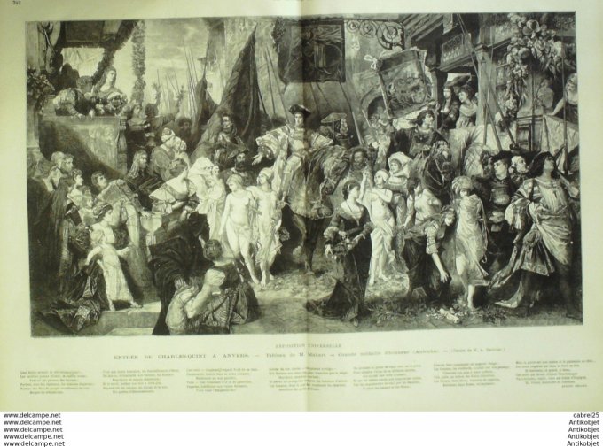 Le Monde illustré 1878 n°1134 Belgique Bruxelles Anvers Entrée Charles Quint Loterie Nationale
