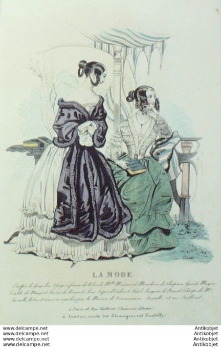 Gravure La mode 1840 # 31 (aquarelle old Fashion plate)