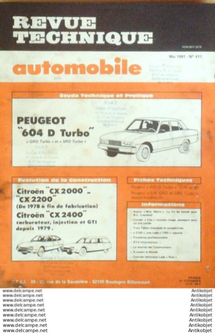 R.T Automobile Peugeot 604D Citroën CX 2000 CX 2400   # 411