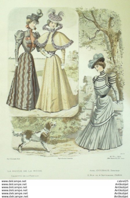 Gravure de mode La Gazette 1897 # 34 Maison Abel Goubaud