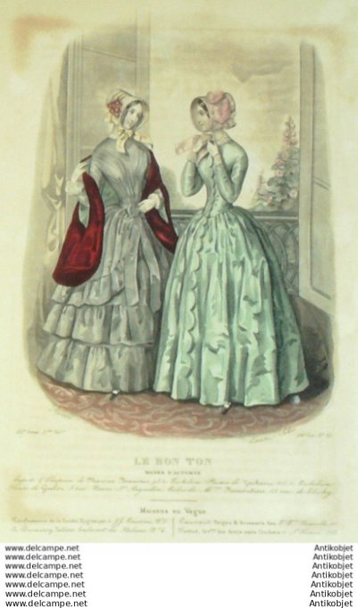 Gravure Mode Le Bon Ton 1847 14 # 35 (aquarelle old fashion plate)
