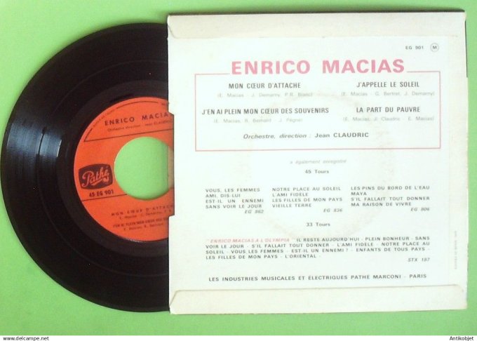 Macias Enrico 45T EP Mon cœur d'attache 1965