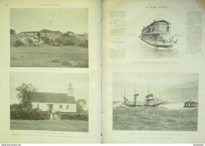 Le Monde illustré 1895 n°1975 Calais (62) Picton-Castle Madagscar Tamatave Canrobert