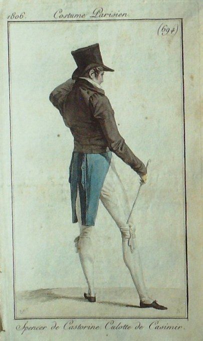 Gravure Mode Costume Parisien 1806 #  694 (eau forte old Fashion plate