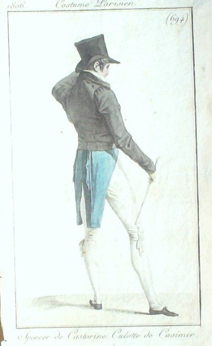 Gravure Mode Costume Parisien 1806 #  694 (eau forte old Fashion plate